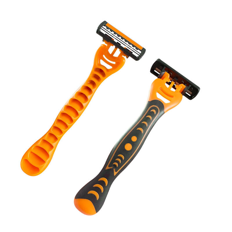 triple blade Razors with lubricating strip and super rubber handle WL-351L