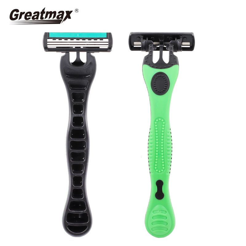 Manufacturer disposable triple blade razor with lubricating strips refreshments razor