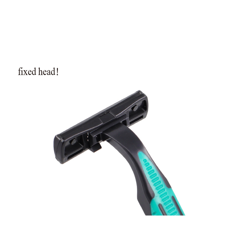 Three-blade fixed head razor with lubricating strip disposable shaver