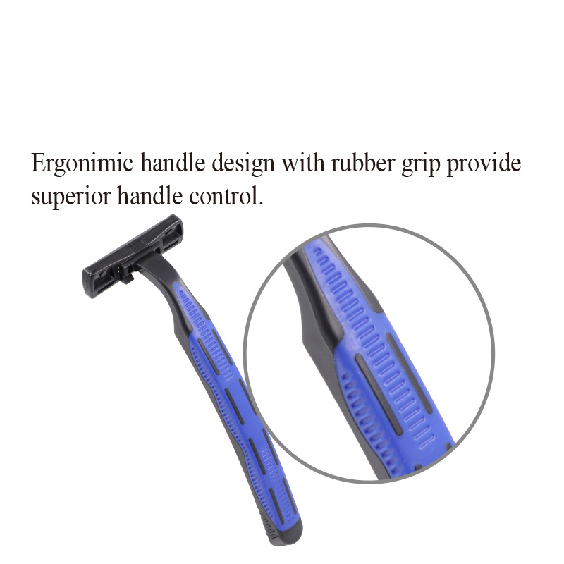 Three-blade fixed head razor with lubricating strip disposable shaver