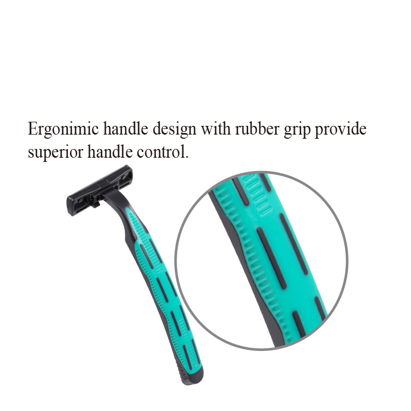 Three-blade fixed head razor with lubricating strip disposable shaver