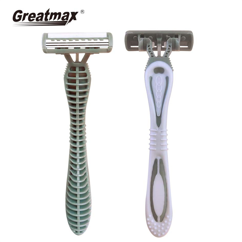 Three blade disposable razor with lubricating strip razors for men shaving safety