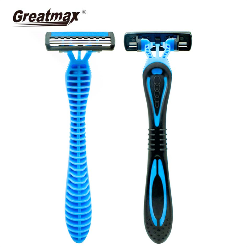 Three blade disposable razor with lubricating strip razors for men shaving safety