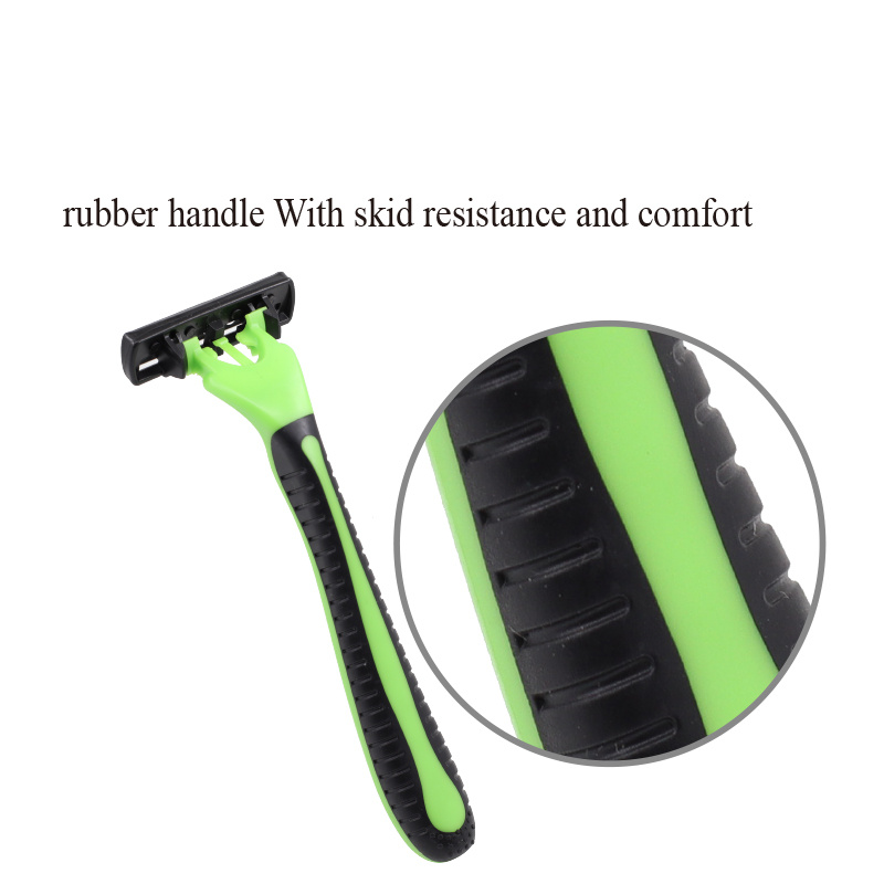 Triple Blade Razors Disposable Razor with Lubricating Strip and Super Rubber Handle WL-N388L 50000 Pcs