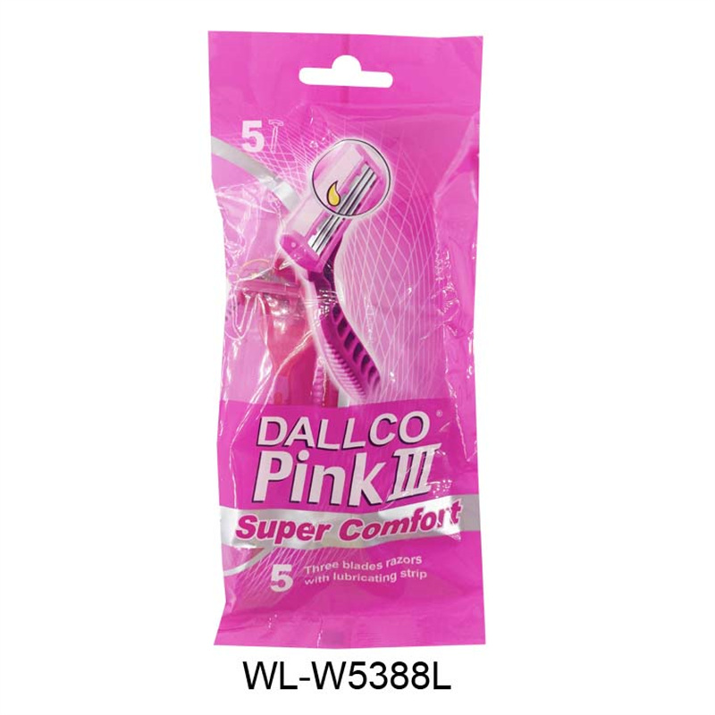 triple blade Razors with lubricating strip and super rubber handle WL-388L