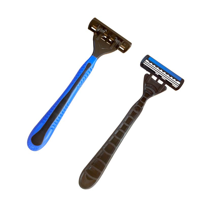 triple blade Razors with lubricating strip and super rubber handle WL-388L