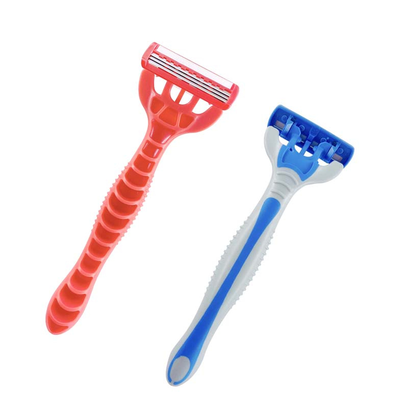 triple blade Razors with lubricating strip and super rubber handle WL-387L WL-487L WL-587L WL-687L