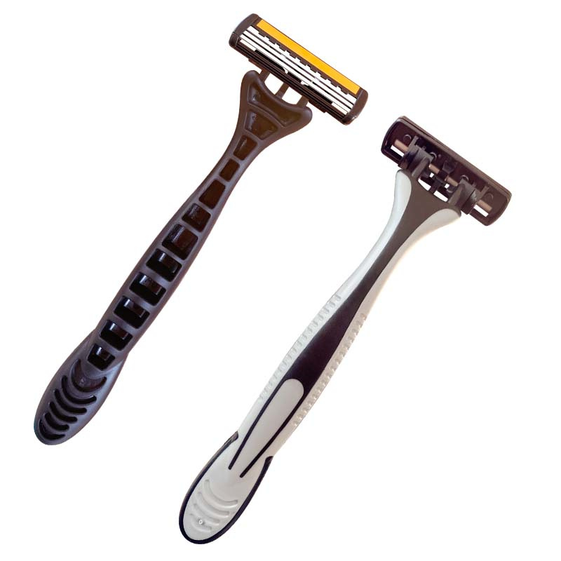 triple blade Razors with lubricating strip and super rubber handle WL-340L