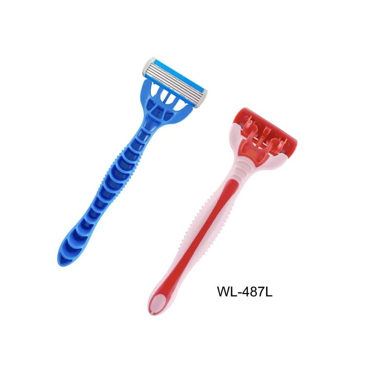 triple blade Razors with lubricating strip and super rubber handle WL-387L WL-487L WL-587L WL-687L