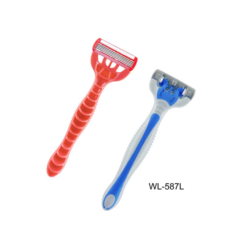 triple blade Razors with lubricating strip and super rubber handle WL-387L WL-487L WL-587L WL-687L