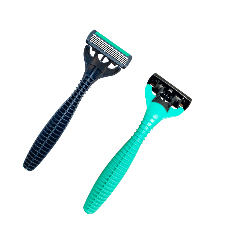 Five blade Razors with lubricating strip and super rubber handle WL-589L