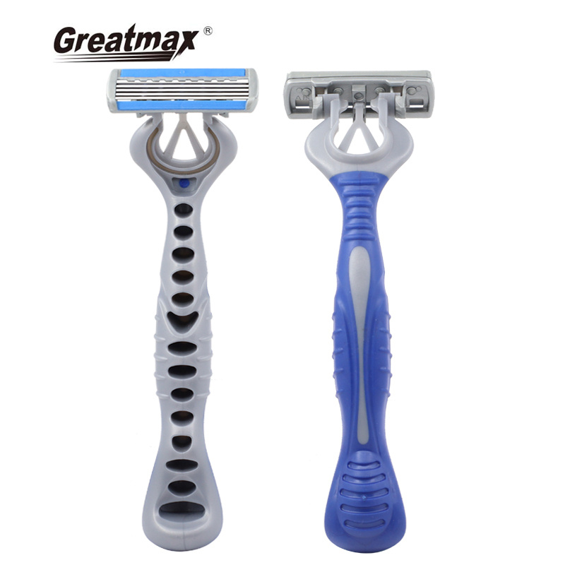 5 blade disposable shaving razors with lubricant strip rubber handle disposable razor