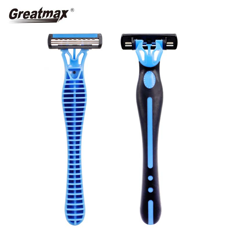 Face razor disposable triple blade rubble handle women's shaving razor Double blade wholesale three blades OEM packing razor