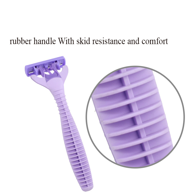 Face razor disposable triple blade rubble handle women's shaving razor