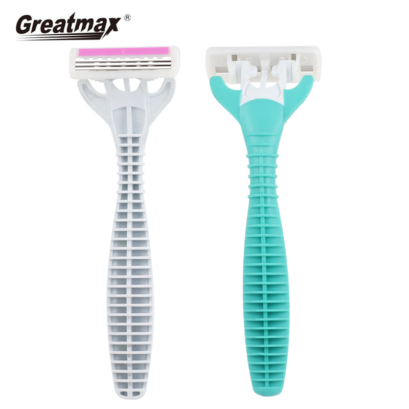 Face razor disposable triple blade rubble handle women's shaving razor