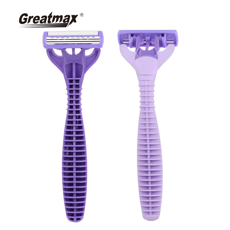 Face razor disposable triple blade rubble handle women's shaving razor