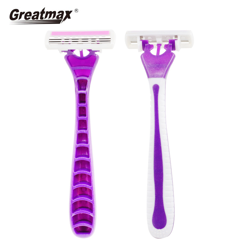 Maquinilla De Afeitar Desechable 3 Women Razor Greatmax Plastic Handle Safety Women Disposable Triple Blade Shaving Razor