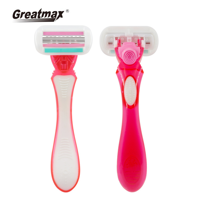 Maquinilla De Afeitar Desechable 5 Women Razor Plastic Handle Safety Women Disposable 5 Blade Shaving Razor