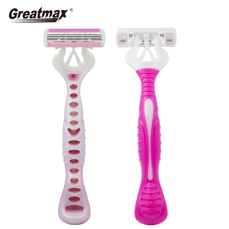 Shaving Razor Rubber Six Blades Disposable Handle for Lady with Pink 20000 Pieces