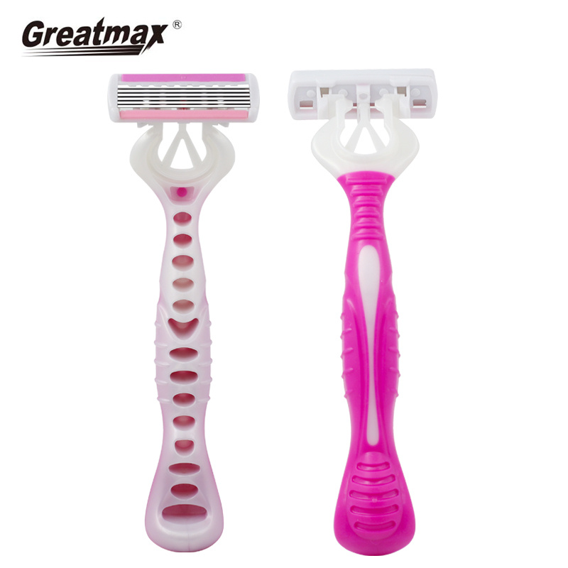 Shaving Razor Rubber Six Blades Disposable Handle for Lady with Pink 20000 Pieces