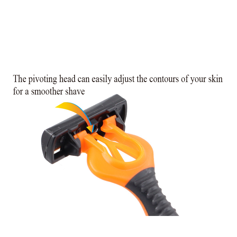 Shaving Razor Six Blades Disposable Rubber Handle for Men with Orange 20000 Pieces