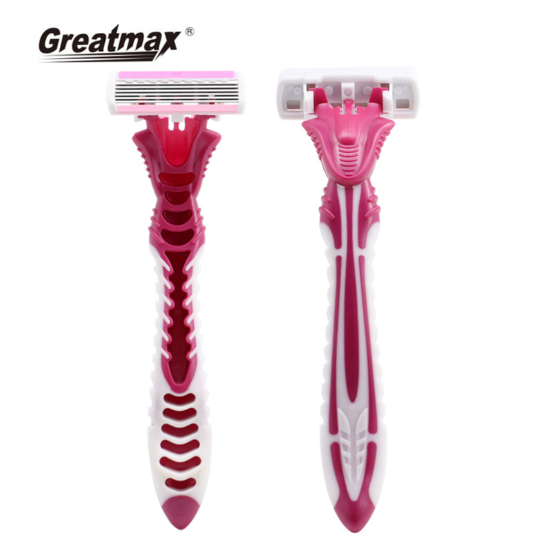 Six blade shavers with lubricant bar and super rubber handle razors for women shaving razor