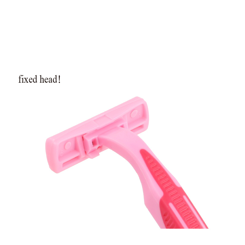 Three-blade fixed head razor with lubricating strip disposable shaver womens shaving