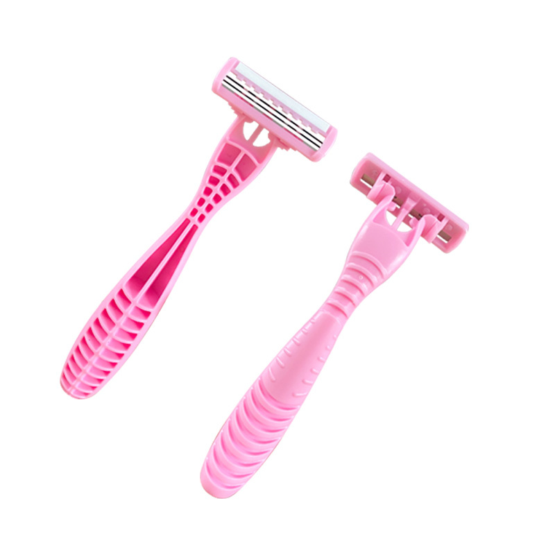 triple blade Razors with lubricating strip and super rubber handle WL-322L