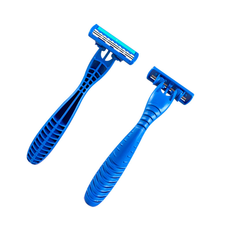 triple blade Razors with lubricating strip and super rubber handle WL-322L