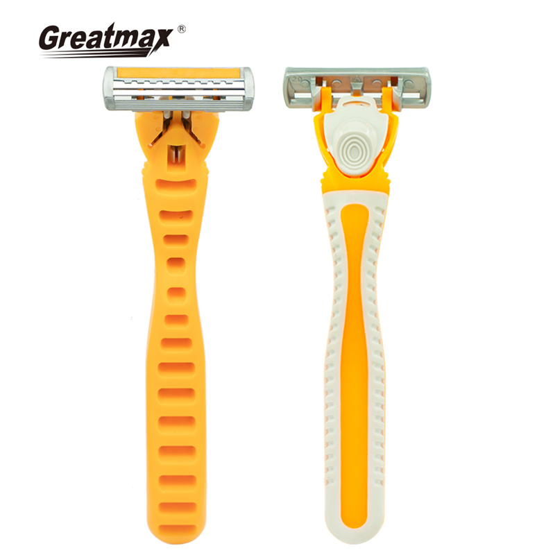 Two blade disposable razor with lubricating strip and super rubber handle pisau cukur