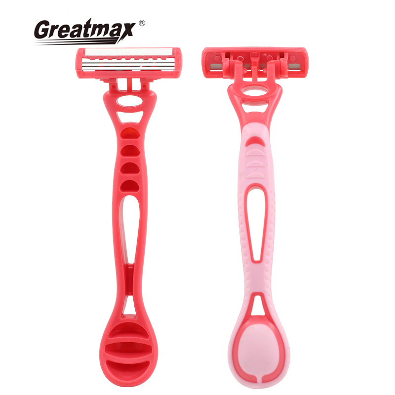 Wholesale Professional Manufacturer disposable triple blade razor with lubricating strips womens razor