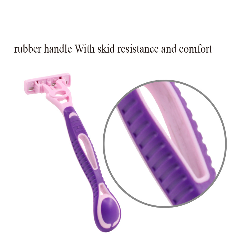 Wholesale Professional Manufacturer disposable triple blade razor with lubricating strips womens razor