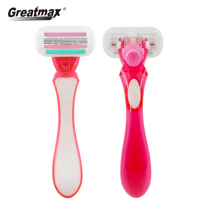 Women shaving razor with lubricating strip five blades super quality system razor