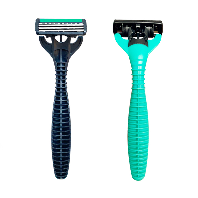 Five blade Razors with lubricating strip and super rubber handle WL-589L