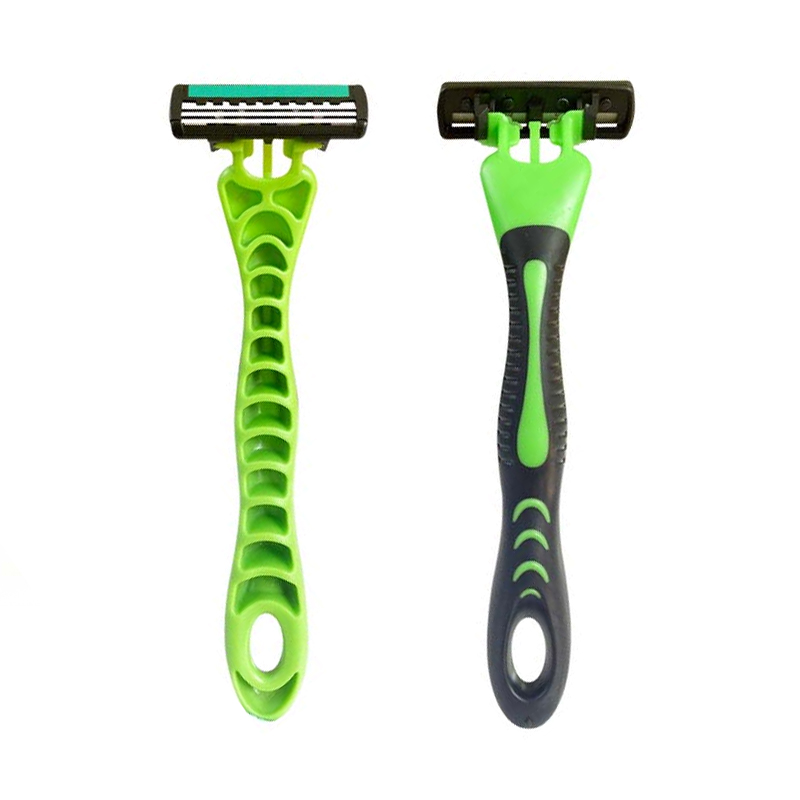 triple blade Razors with lubricating strip and super rubber handle WL-365L